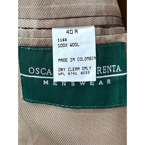 Oscar‎ de la Renta Men’s Wool Houndstooth Blazer Sports Coat - 40R - Green - Picture 7 of 14